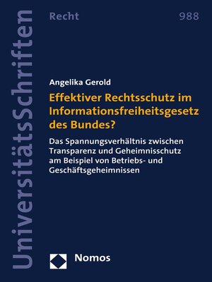 cover image of Effektiver Rechtsschutz im Informationsfreiheitsgesetz des Bundes?